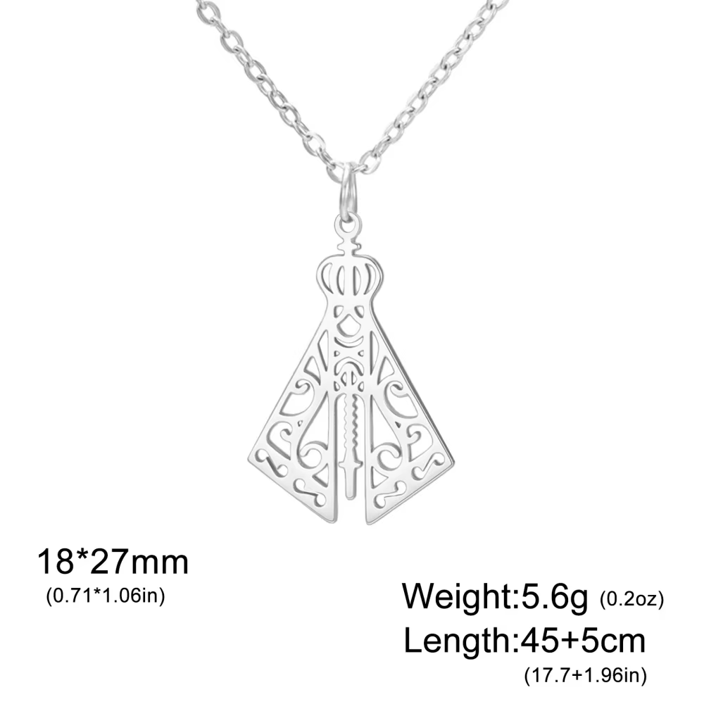 Collier et boucles d'oreilles Notre-Dame d'Aparecida pour femmes, en acier inoxydable couleur or, en