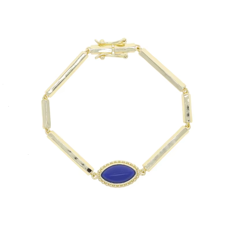 Ensemble de bijoux en pierre de marquise bleue pour femme, micro pavé Bling, barre hexagonale géomét