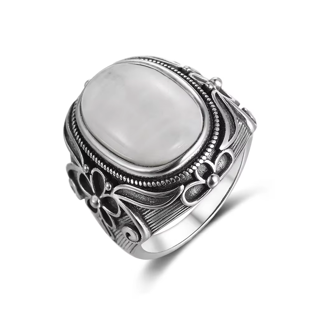 Bague Turquoise naturelle pour femme, bijoux en argent S925, bague de fête rétro, grande Ellipse, ca