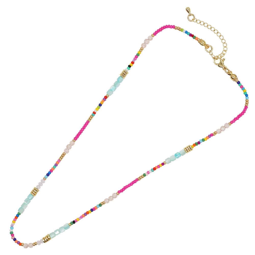 Go2boho Boho colliers de perles pour femmes délicat coloré été bohème mixte perle cristal Nekclace t