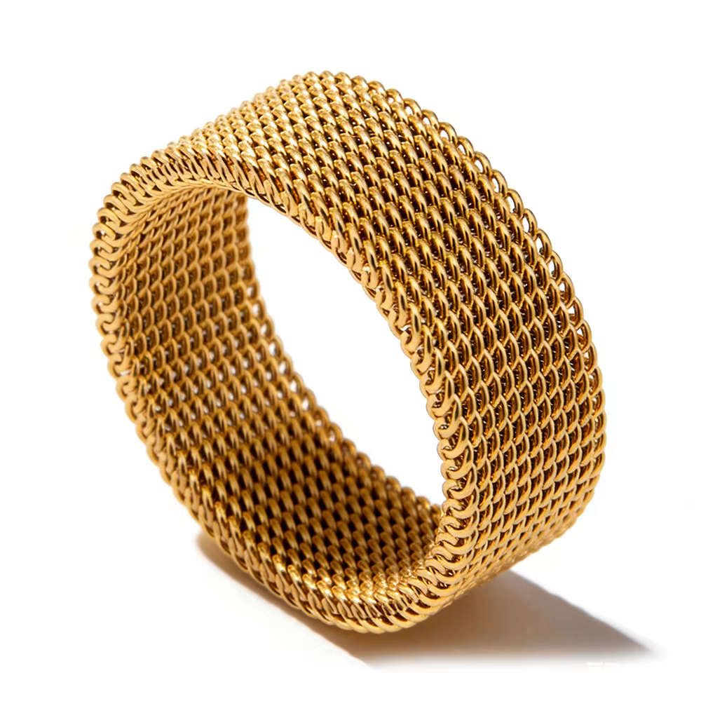 Nouvelle Bague Moderne en Acier Inoxydable Maille Milanaise 4mm 8mm de Large pour Hommes et Femmes, 