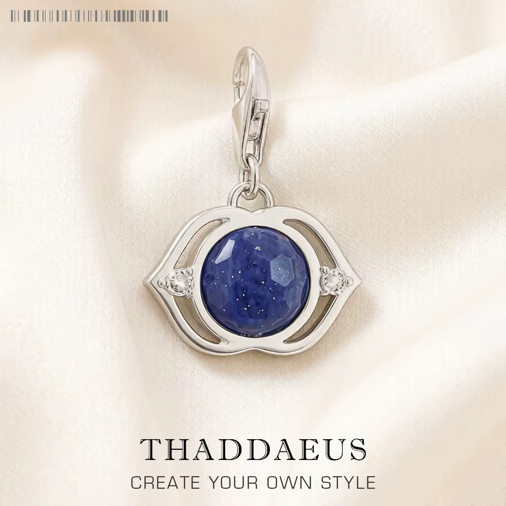 Pendentif à breloque Blue Annie Dangle, bijoux de déclaration, argent regardé 925, cadeau pour femme
