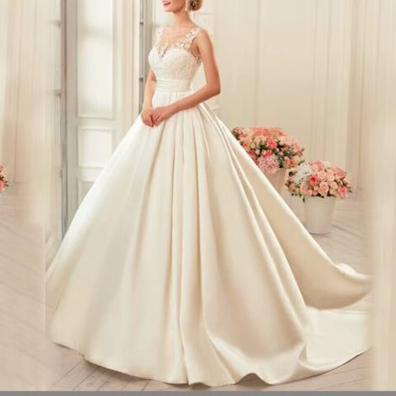 Robes De mariée tachetées pour femmes, longueur au sol, avec des Appliques, fermeture éclair au dos,
