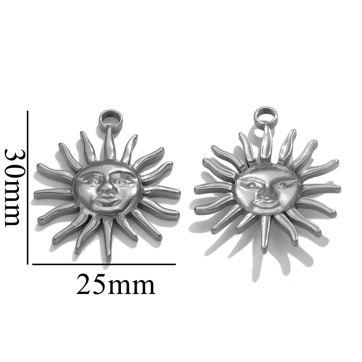 Pendentif soleil visage Smiley en acier inoxydable, 5 pièces, pour connecteur de bijoux, boucles d'o