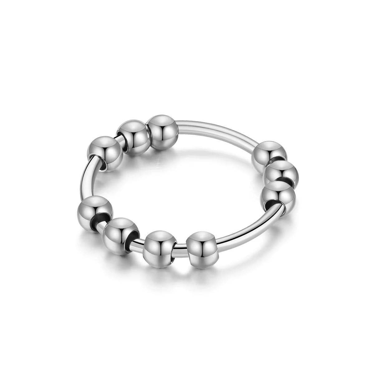 Anneaux d'anlande de perles d'acier inoxydable pour femmes et hommes, style simple INS, cadeaux de b
