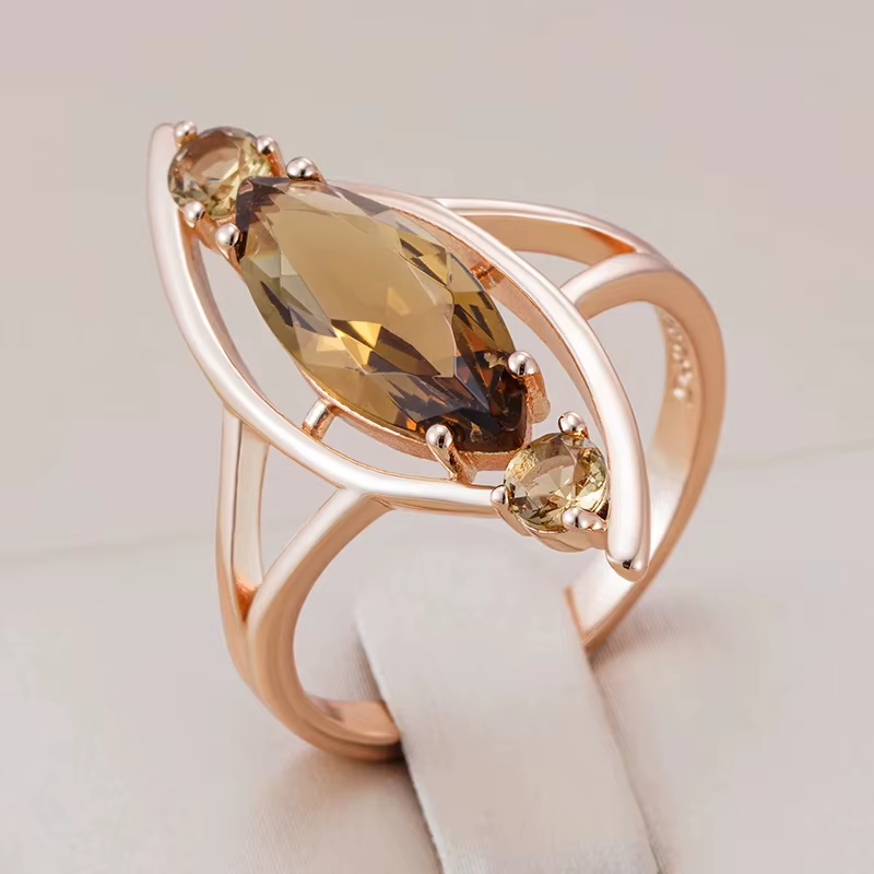 Wbmqda – bagues en losange en pierre rouge pour femmes, couleur or Rose 585, accessoires de bijoux d