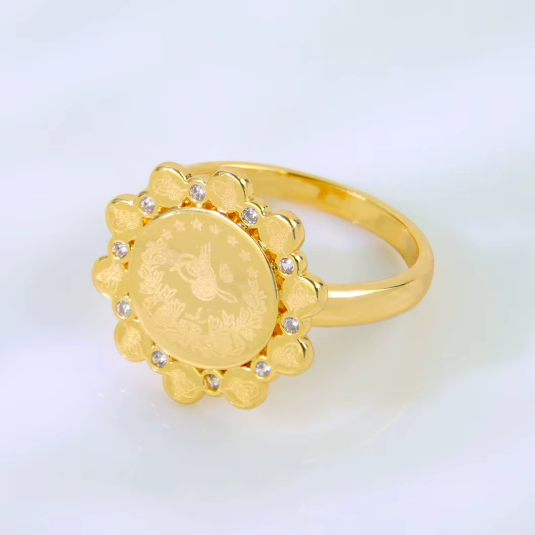 Bagues plaquées or de luxe dubaï, couleur or 21 carats, bague de Cocktail en Zircon italien, Oman sa