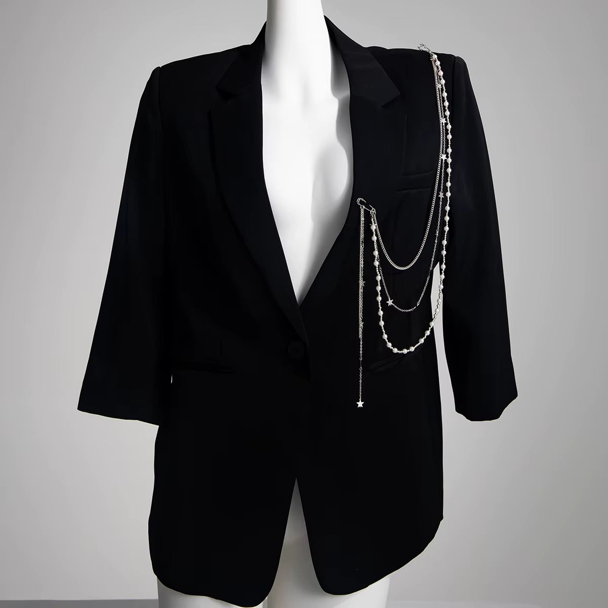 Chaîne créative en forme d'étoile, Imitation de perles, broche à pampilles, collier pour femmes, deu