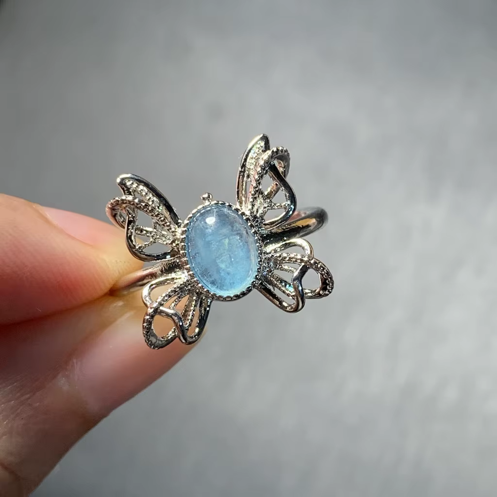 Bague aigue-marine naturelle MM, bijoux féminins réglables, cadeau pour femmes, vente en gros, haute