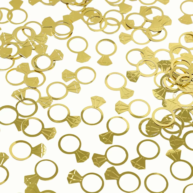 100 pièces de confettis en forme de bague de diamant pour mariage, fêtes prénuptiales, Saint-Valenti