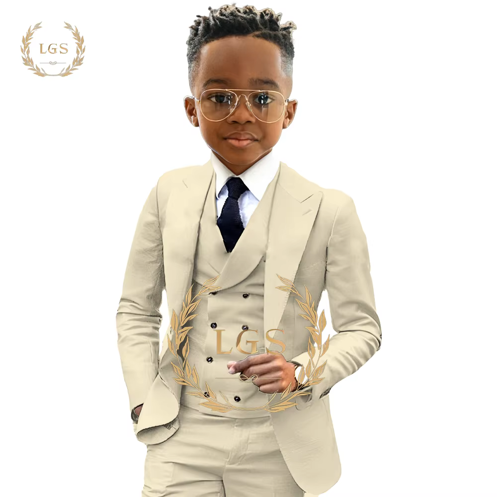 Blazer, pantalon et gilet pour garçons de 2 à 16 ans, smoking 3 pièces, costume personnalisé pour fê