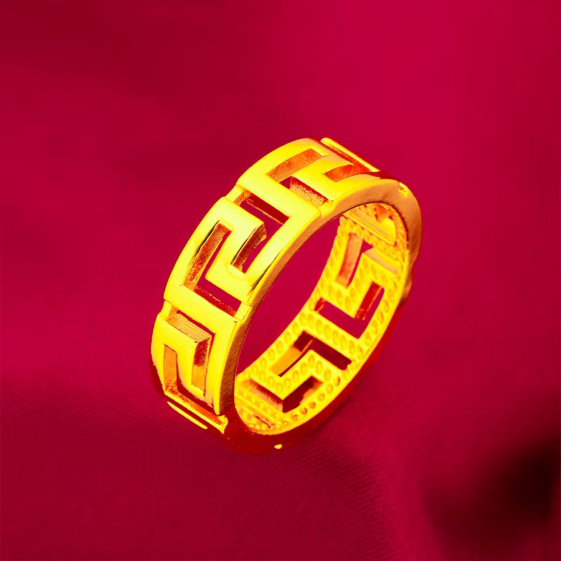 Bague de couple en or pur 24 carats 9999, bague d'amour romantique en or véritable 9999, bijoux en o