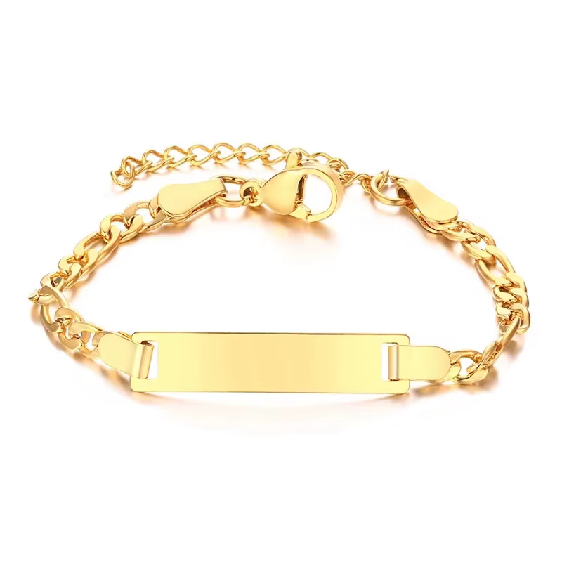 Bracelet élégant avec nom personnalisé, bijoux en acier inoxydable plaqué or, accessoire de poignet,