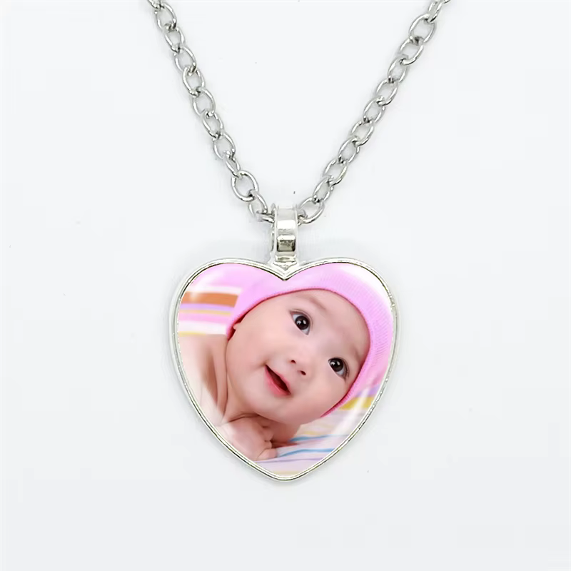 Pendentif Photo en forme de cœur, collier personnalisé pour vos photos de bébé de maman, papa et gra