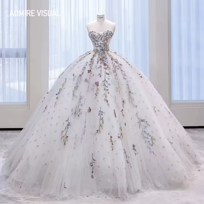 Robe de mariée sans bretelles avec appliques de dentelle sur mesure, plus une robe de Rh, la plus ré