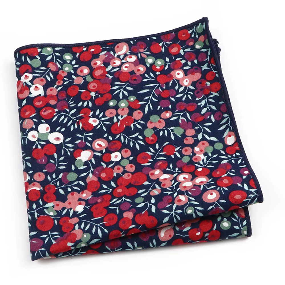 Mouchoir Floral de mariage romantique, 100% coton, rouge, rose, violet, élégant, carré de poche de 2