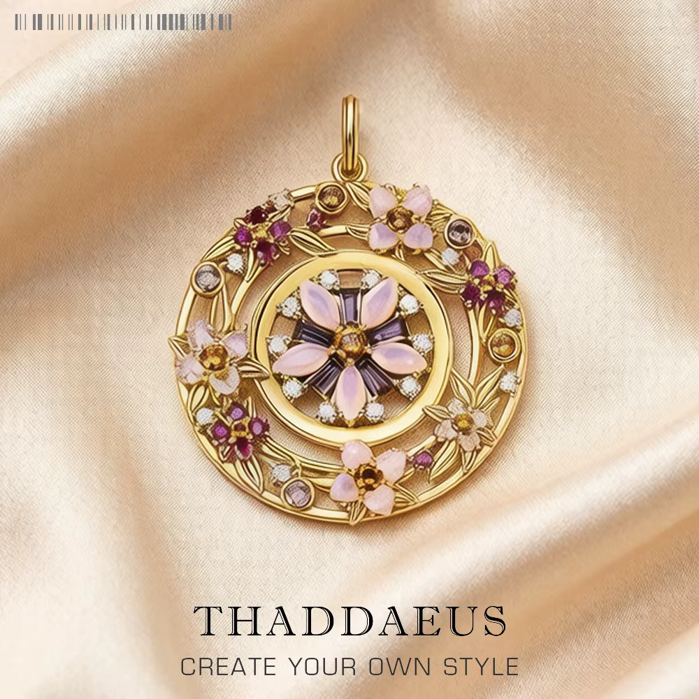 Pendentif amulette fleurs marque bijoux fins Europe couleur or 925 en argent Sterling joie bonheur c