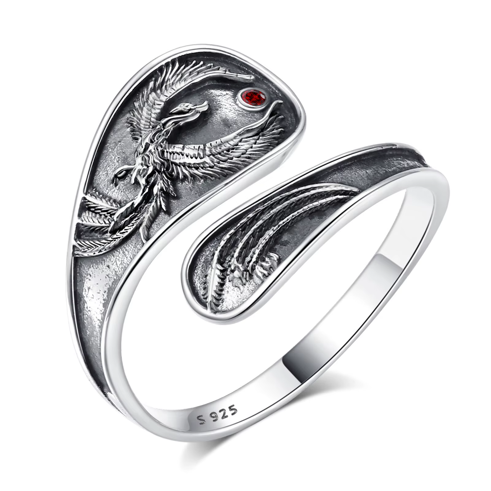 Bague ajustable Eudora en argent sterling 925, motif Phénix, style vintage, bague cuillère soleil et