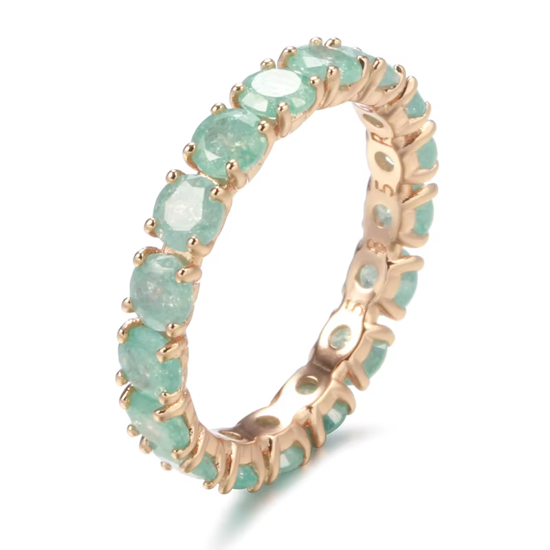 Kinel nouvelle bague en Zircon taille ronde émeraude pour femmes de luxe 585 bague de promesse en or