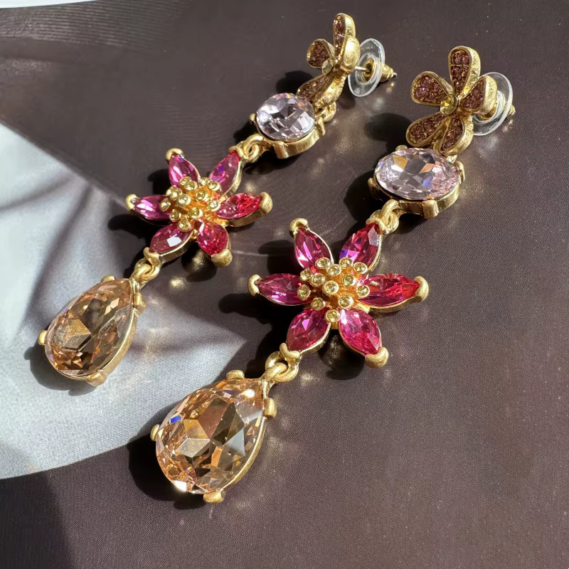 Boucles d'oreilles pendantes en forme de goutte d'eau pour femmes, bijoux à la mode, nouvelle fleur 