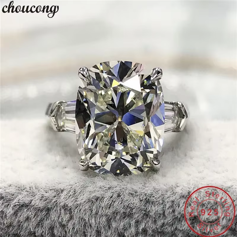 Bague de promesse de luxe, coupe coussin, diamant de laboratoire 8ct, en argent Sterling 925, bagues