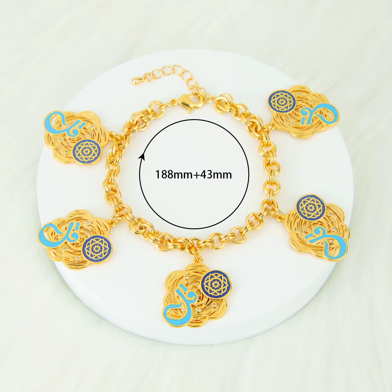 Bijoux Vintage turcs à la mode, plaqué or 21 carats, pendentif Hip Hop musulman, Bracelet algérie po