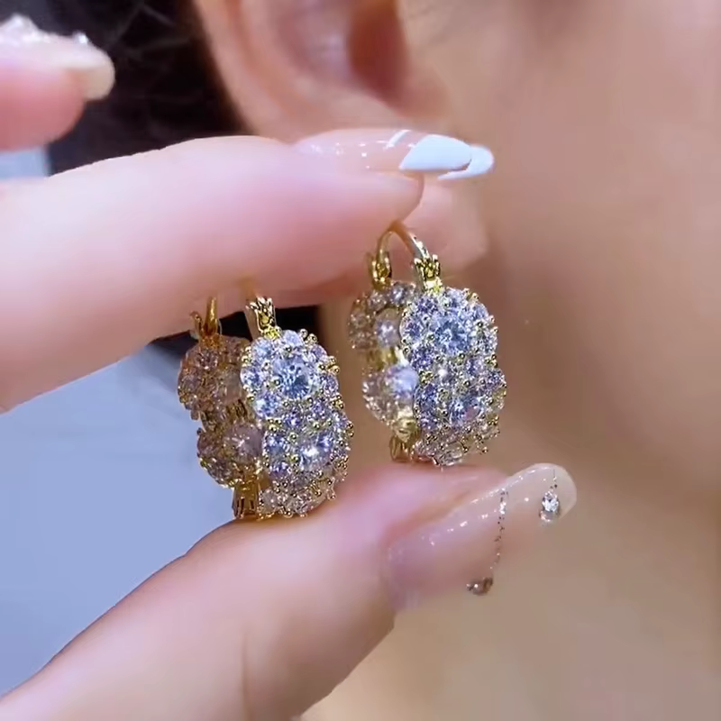 Boucles d'oreilles en Zircon pour femmes, mode française légère, luxe, couleur or, nouvelle tendance