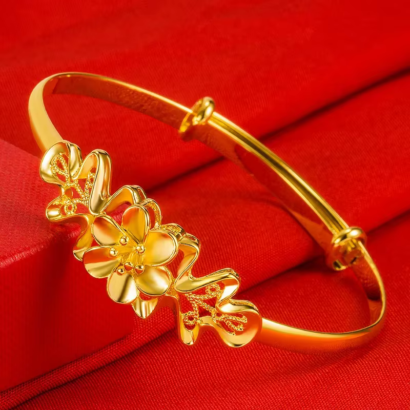Bracelet réglable en or 18 carats pour femme, breloque de mariage et de fiançailles, bracelet en or 