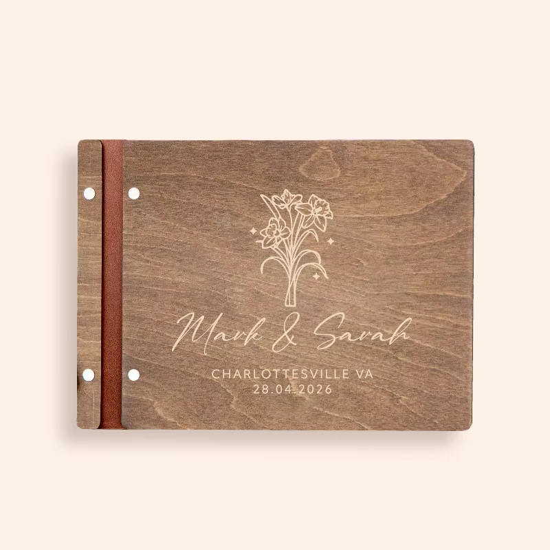 Livre d'or de mariage personnalisé A4/A5, livre de signature en bois, Album Photo Mr & Mrs, Scrapboo