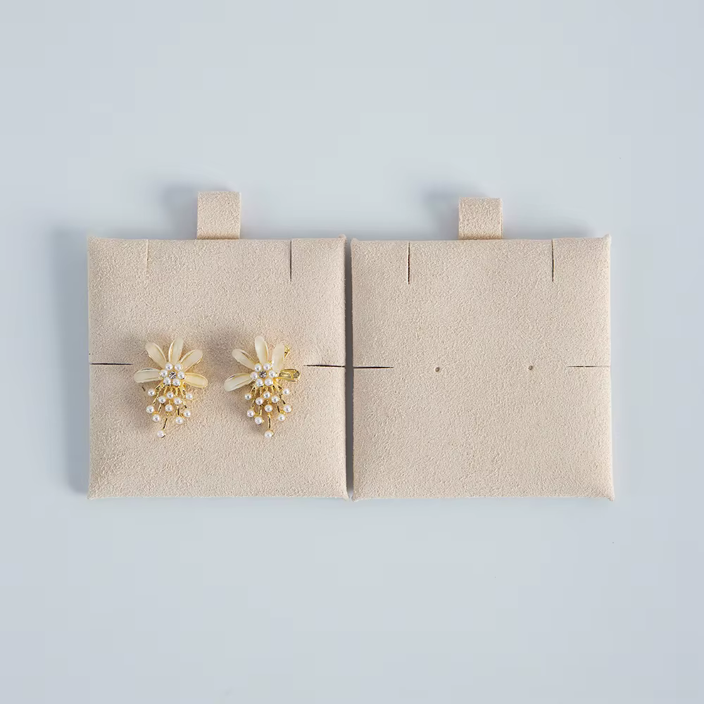 Lot de 5 cartes de présentation pour bijoux 6x6cm, emballage cadeau en microfibre pour boucles d'ore