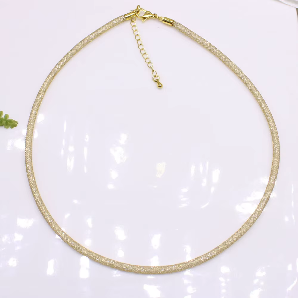 Collier en tube maillé BenS de 3mm pour femmes, plaqué or, 4 couleurs, collier en strass, bijoux de 