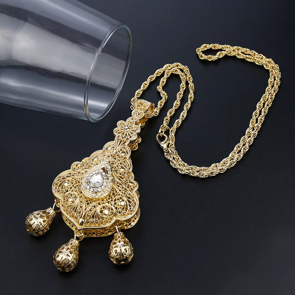 Sunspicems-Collier en or avec pendentif caftan pour femme, bijoux culturels, cadeau de mariage, mari