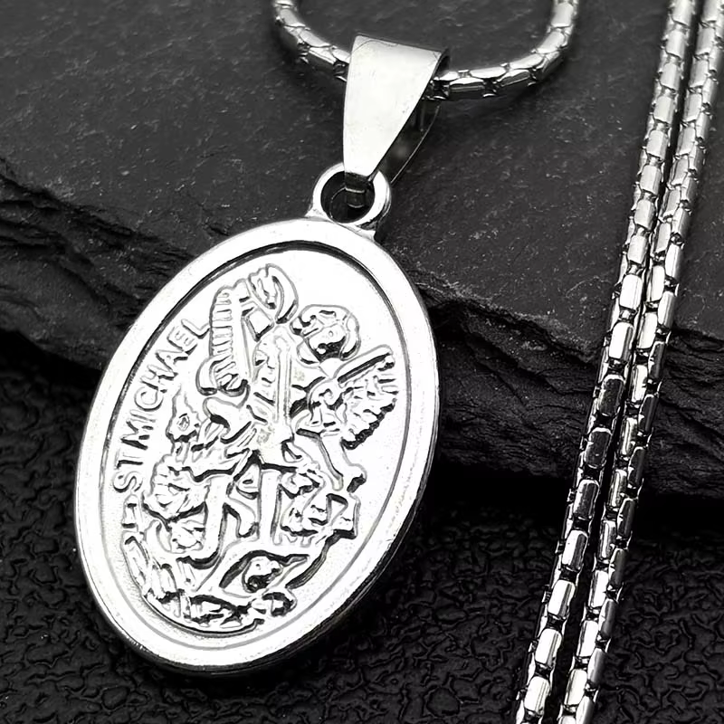 Collier pendentif St. Michael archange pour femmes et hommes, en acier inoxydable, protège-moi l'ang