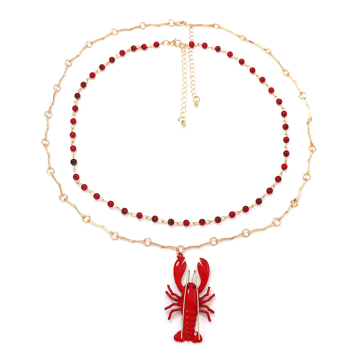Nouveau Collier Pendentif Homard Rouge Bohème 2026 pour Femme, Bijou Ras-du-Cou Double Couche, Acces
