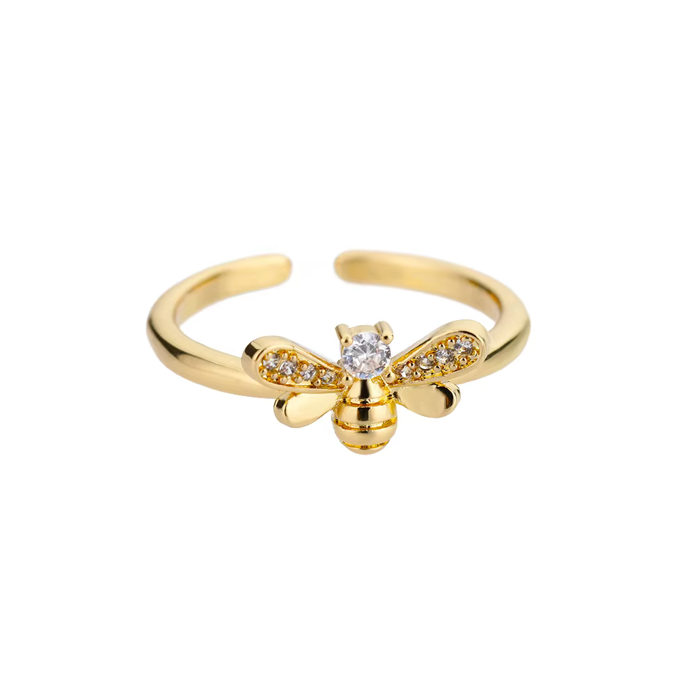 Bagues abeille en Zircon pour femmes, couleur or, métal, cristal, bague abeille, mariage, fiançaille