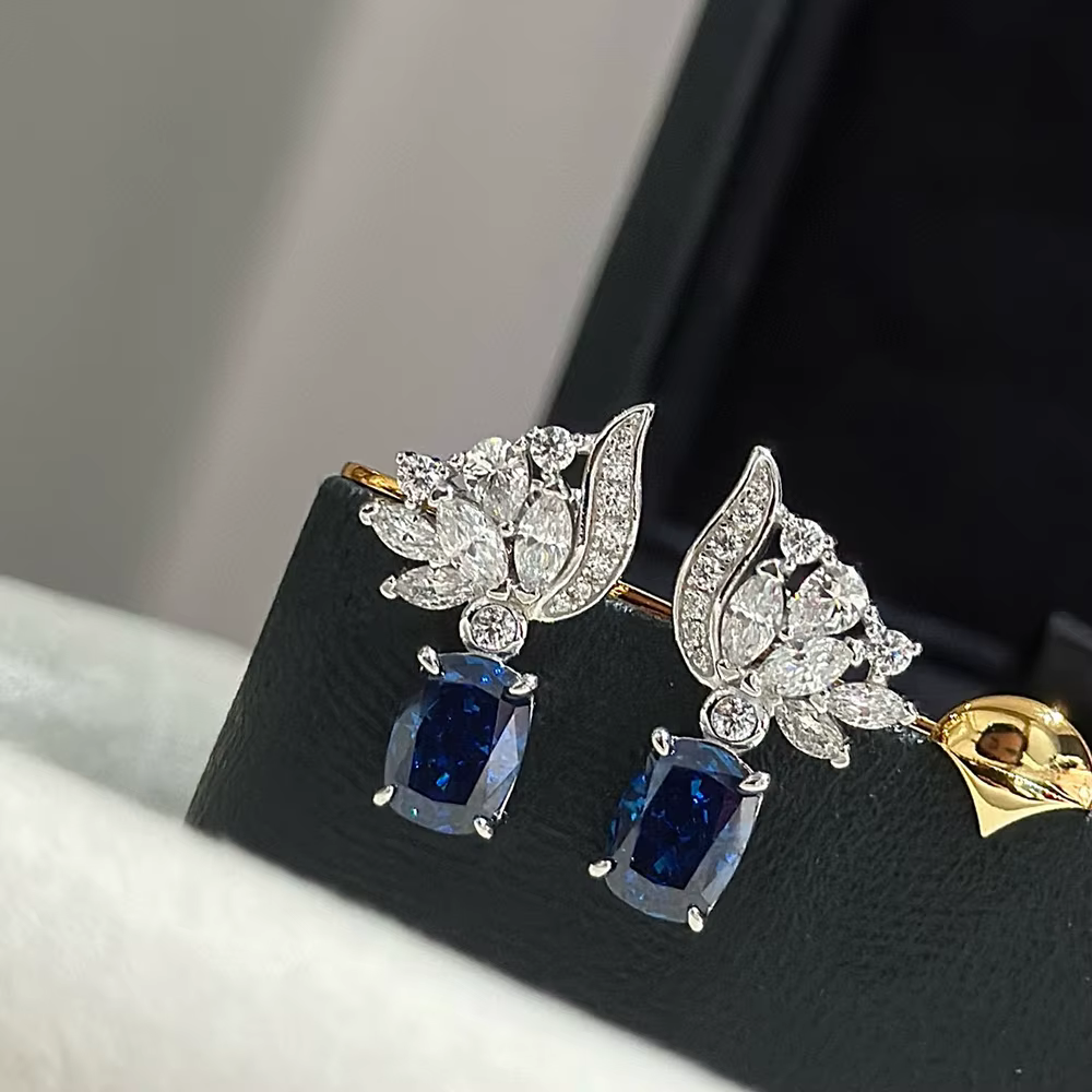 Boucles d'oreilles en argent sterling 925 pur, style bohème, saphir, perles de luxe, design élégant,