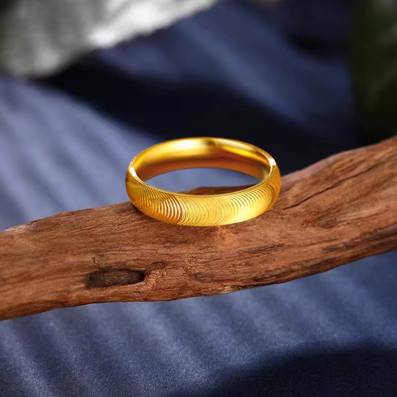 Bagues en or 24 carats brillantes simples et élégantes pour hommes et femmes, bague de couple de lux