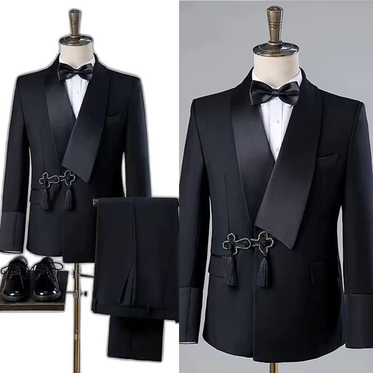 Costume moderne pour hommes, châle à pampilles de mariage, revers, smoking de marié de haute qualité