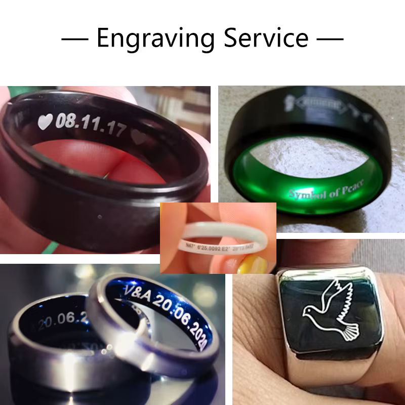 Frais de gravure pour bague, services de gravure laser personnalisés, coût supplémentaire pour la gr