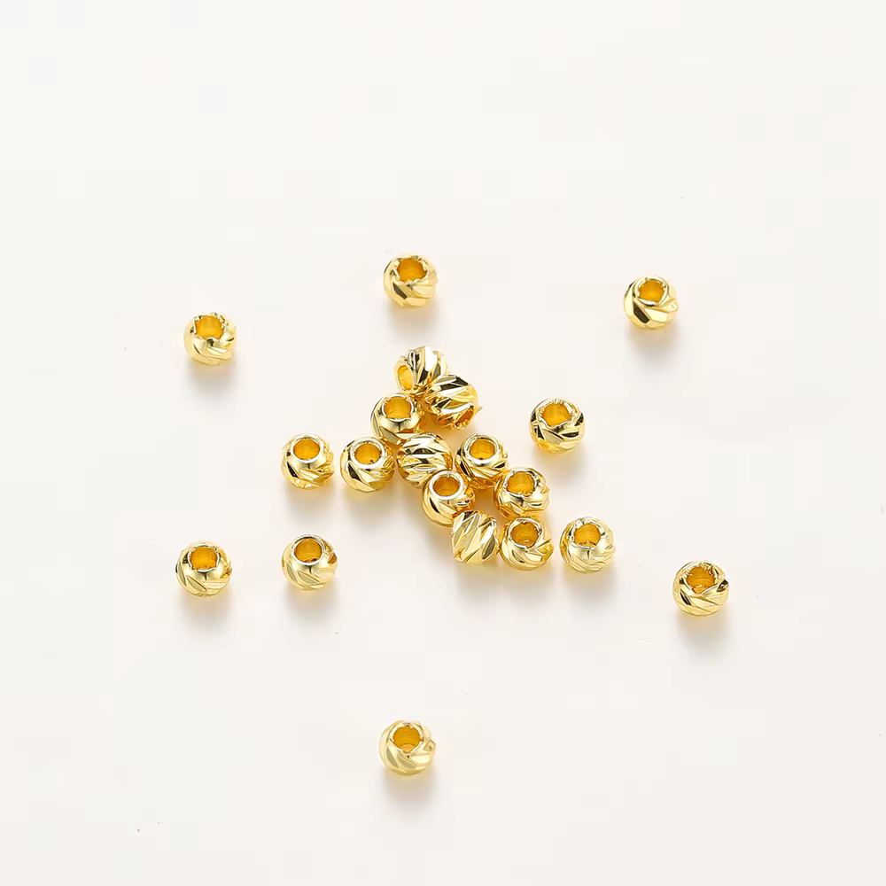 20 pcs/lot 18 K plaqué or rayé coupe fleur perles boucle d'oreille collier perles d'espacement en vr