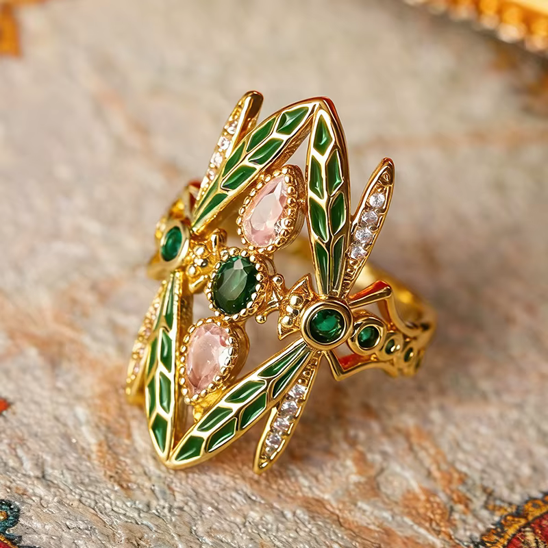 Bague fantaisie libellule Huitan pour femme, idéale pour le quotidien et les soirées, bague animale 