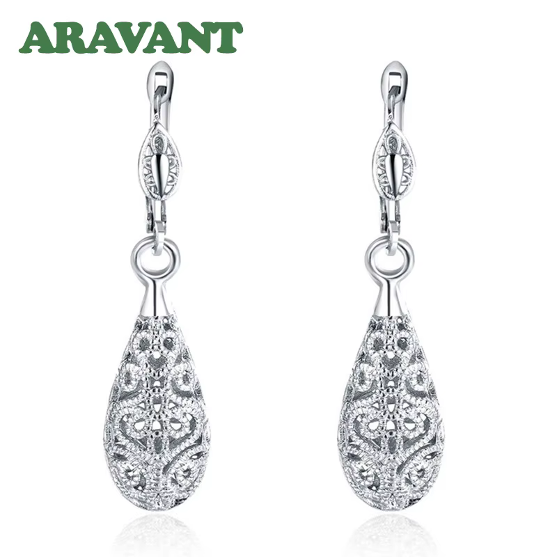 Aravant 925 argent Rose or boucles d'oreilles goutte d'eau pour les femmes bijoux de fête de mariage
