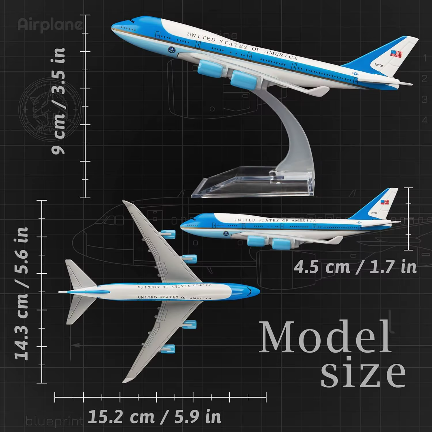 1:400 16cm la Force aérienne un 747 alliage métal modèle avion cadeau d'anniversaire modèles d'avion