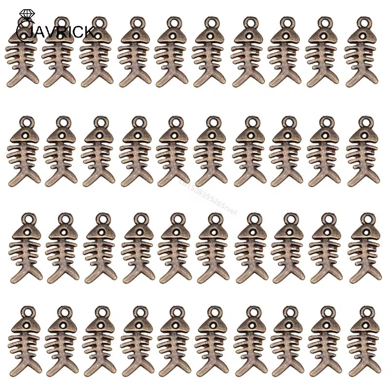 Breloques en arête poisson, 40 pièces, accessoires pour fabrication bijoux, pendentifs uniques en ro