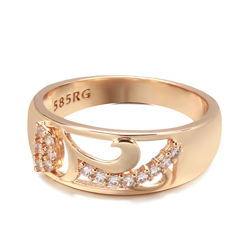 Bagues de couleur or Rose avec motif de losange pour femmes, Vintage, bijoux de mariée, tendance, 58