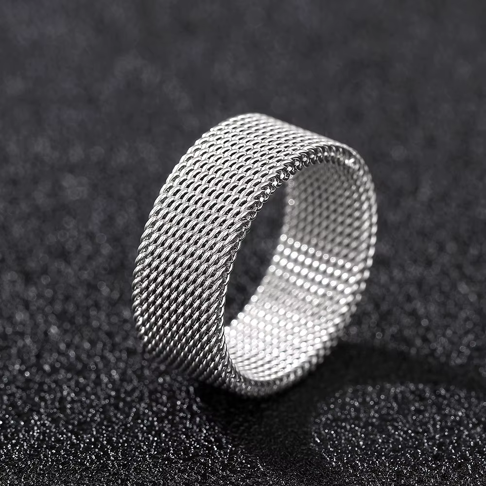 Huitan – bague de luxe en titane pour Couple, accessoires en maille, bijoux pour femmes et hommes, c