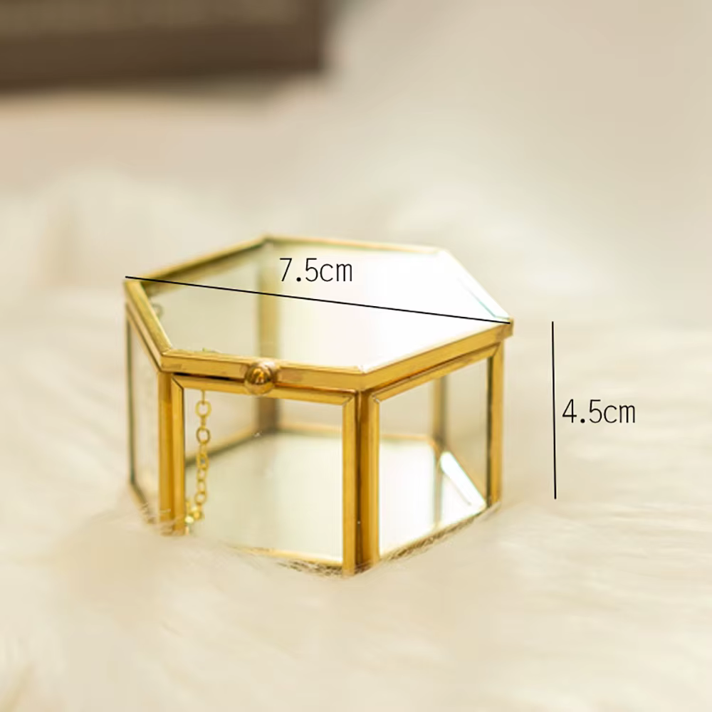 Boîte à bagues de mariage en verre personnalisée, proposition de fiançailles hexagonale, porte-bague