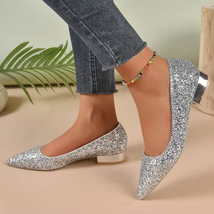 Escarpins sexy à paillettes brillantes pour femme, nouvelle collection 2026, à bout pointu et talons