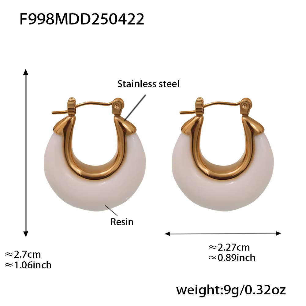 Liora – belles boucles d'oreilles en résine en forme de U pour femmes, en acier inoxydable, Anti-all