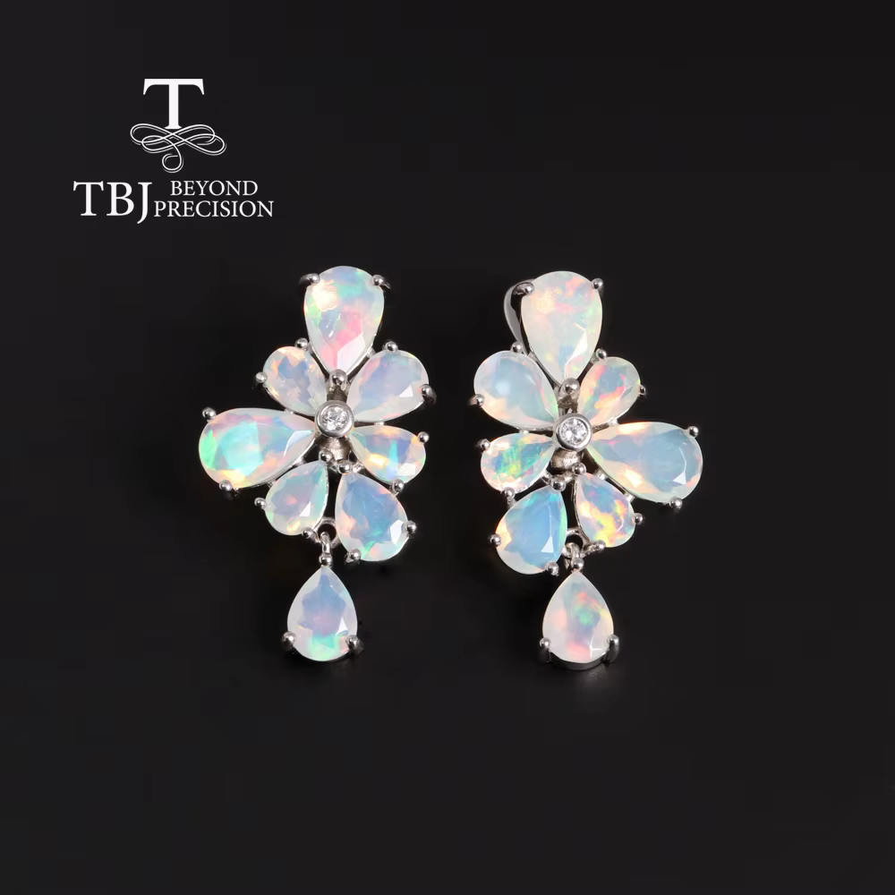 Boucles d'oreilles de fête de luxe pour femmes, opale d'ethie naturelle, pierres précieuses de bonne